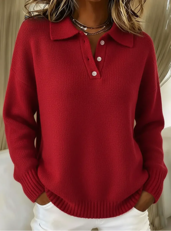 Mara | Eleganter Strickpullover Damen mit Polokragen