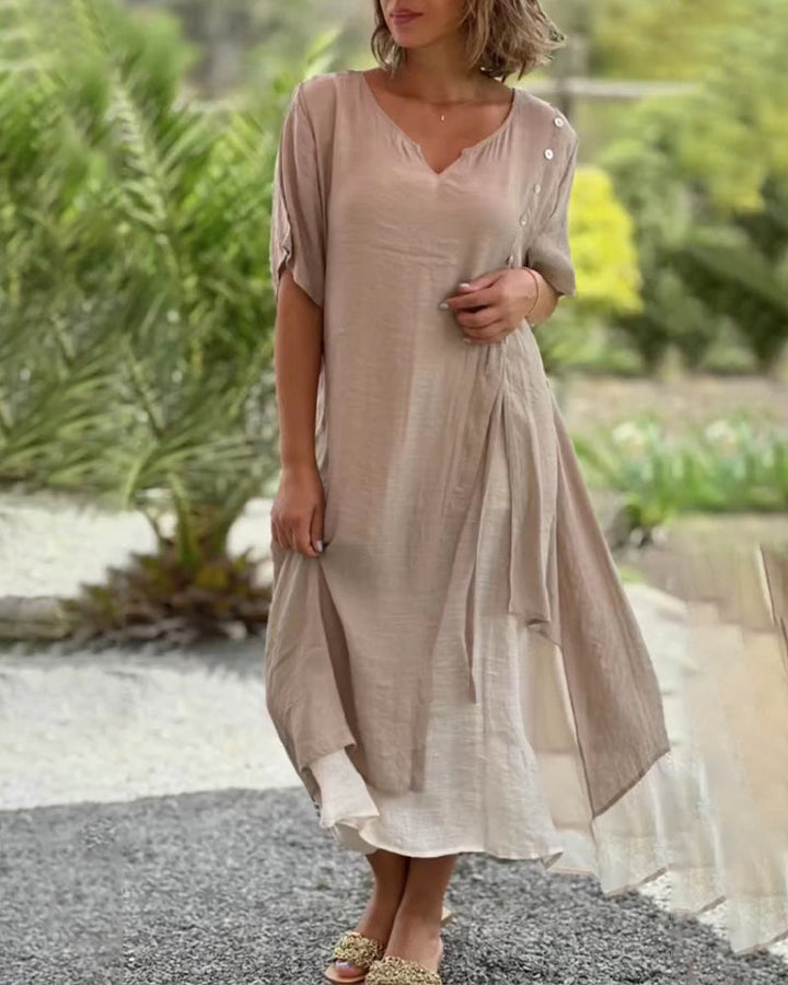 Velissa | Asymmetrisches Kleid mit kurzen Ärmeln