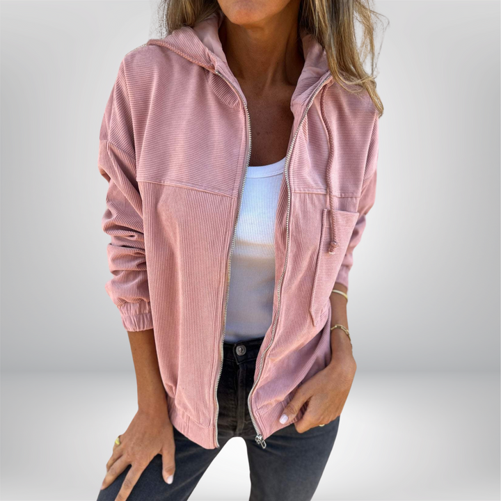 Lina | Cordjacke mit Kapuze im Casual-Herbststil