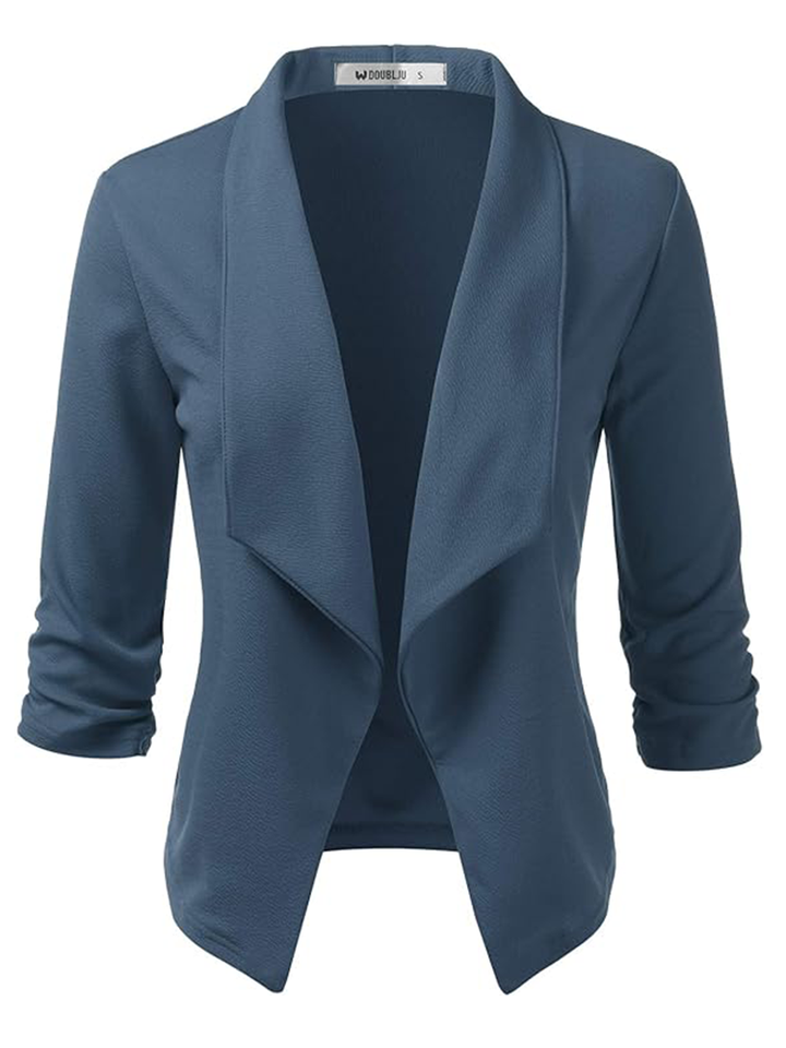 Business Casual Mantel mit gerafften 3/4 Ärmeln
