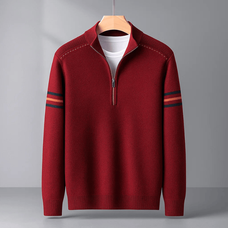 Lukas | Herren Pullover modern mit Halbreißverschluss