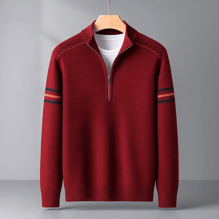 Lukas | Herren Pullover modern mit Halbreißverschluss