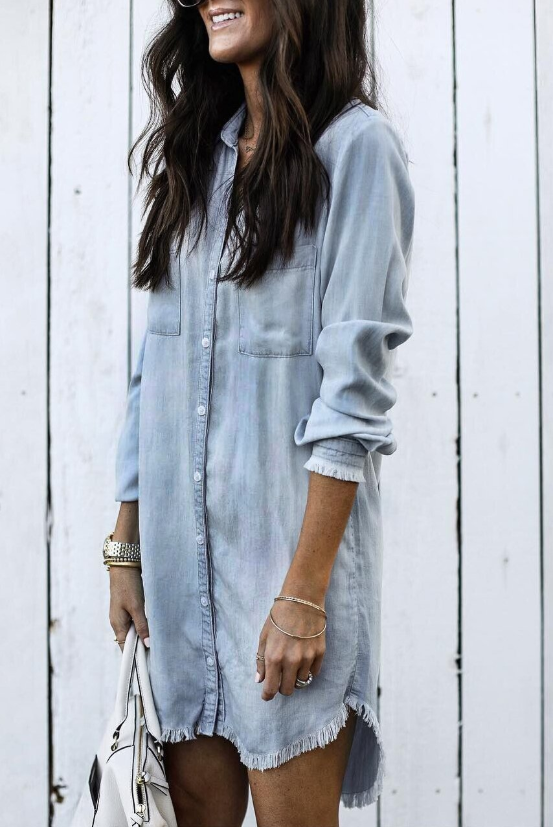 Denim-Hemdkleid mit lässiger Waschoptik