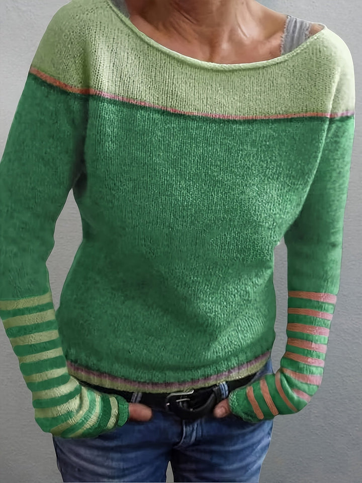 Greta | Eleganter Damen Pullover breit und gestreift