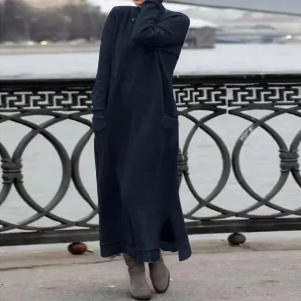 Lea | Langes Wollkleid mit Baumwollanteil für Damen
