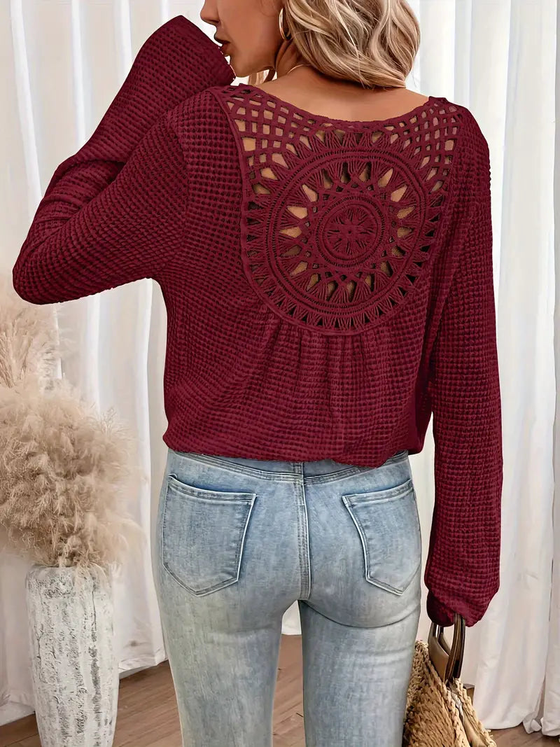 Sacha | Elegantes Waffel-V-Ausschnitt-Shirt für schicke Alltagslooks