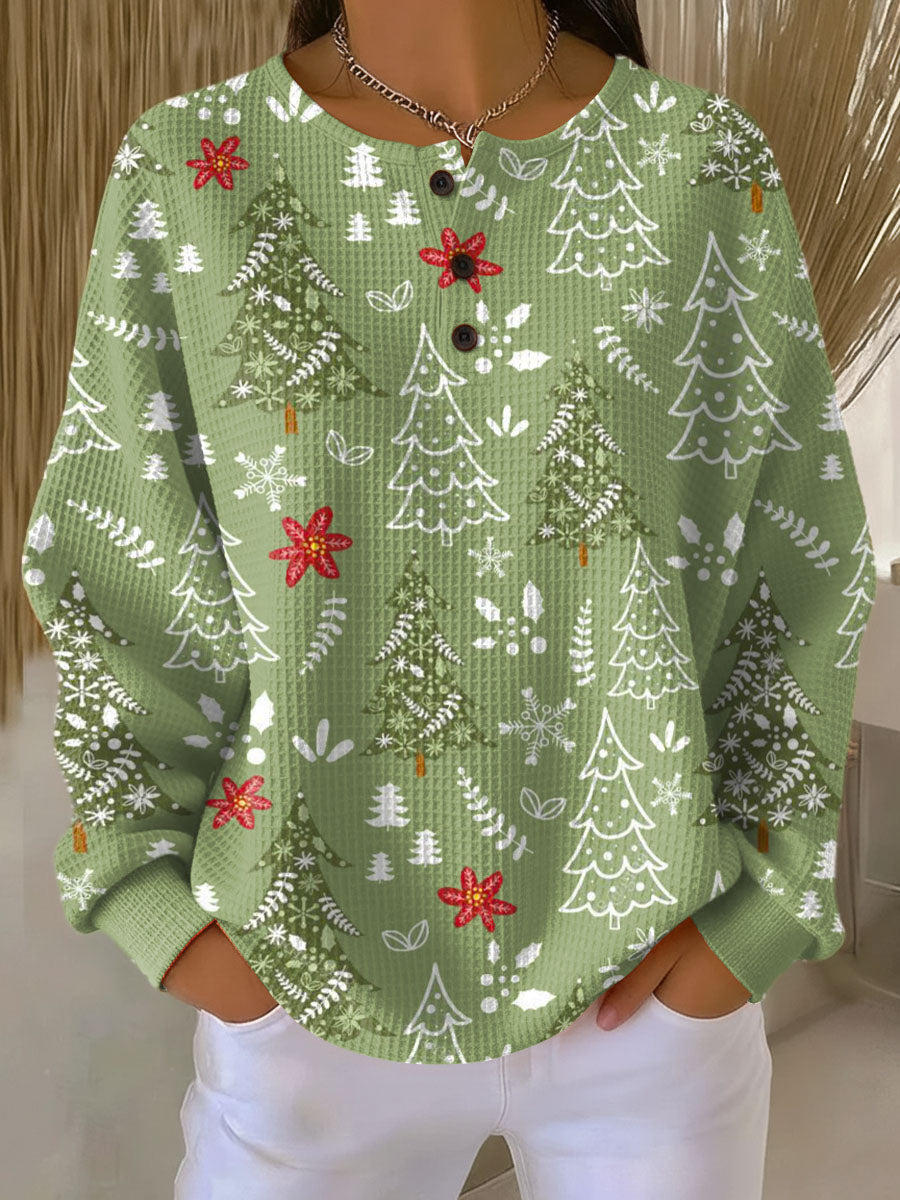 Mara | Damen Strickpullover Weihnachten Baum-Design Lässig