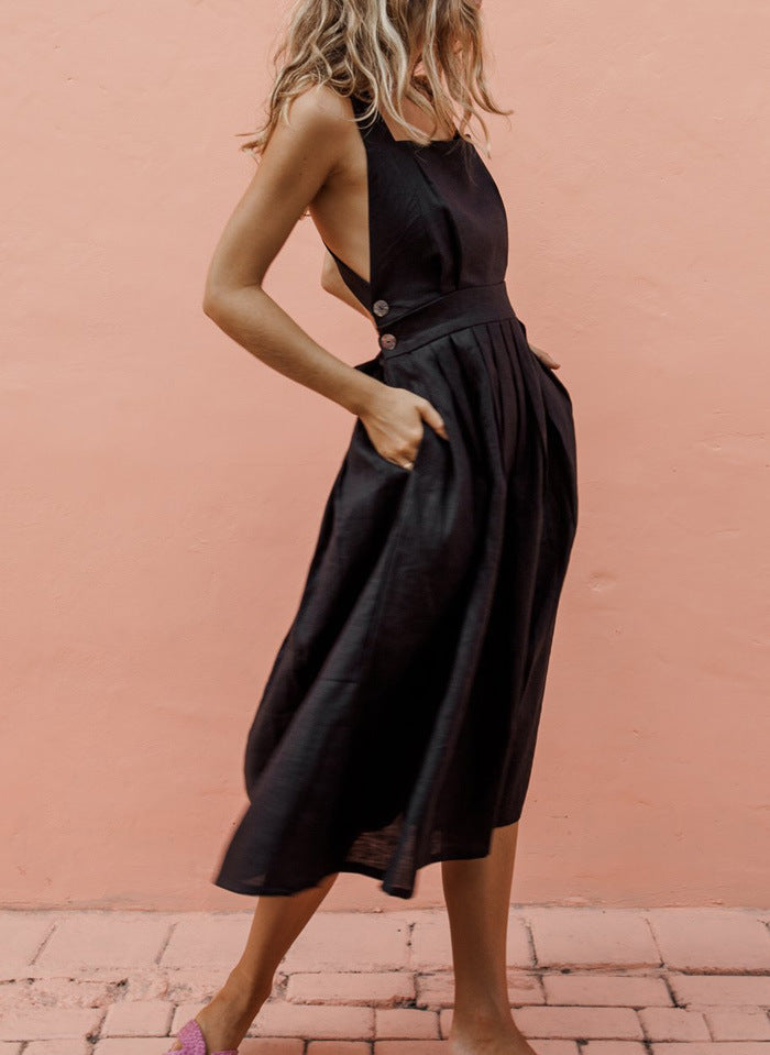 Rückenfreies Sommerkleid mit Spitzeneinsatz