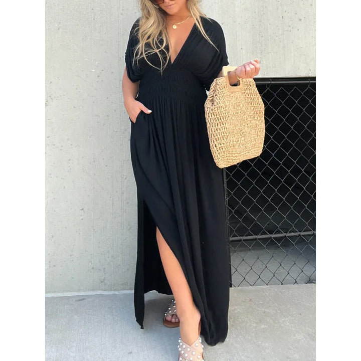 Maya Schlitz V-neck Mühelos Maxi für stilvolle Sommertage mit Leichtigkeit