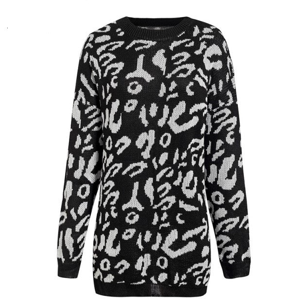 Hirdis | Leopardenmuster Pullover mit langen Ärmeln