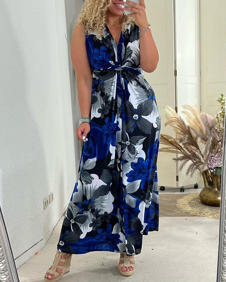 Elegantes Plisseekleid mit floralen Prints