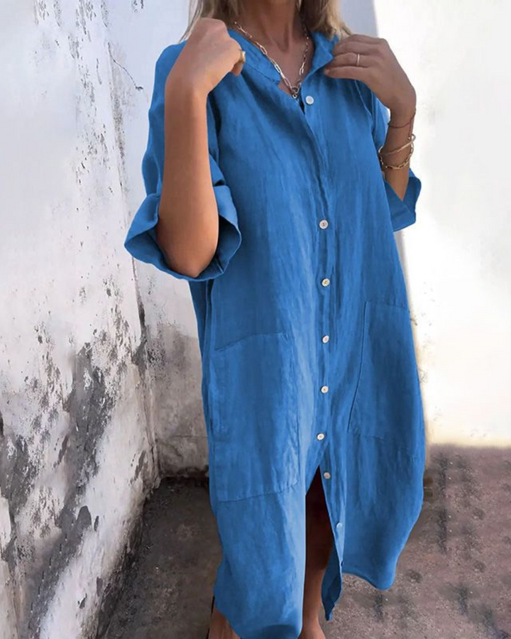 MELANY | IBIZA STYLE LÄSSIGES HEMDKLEID IN KNIELÄNGE