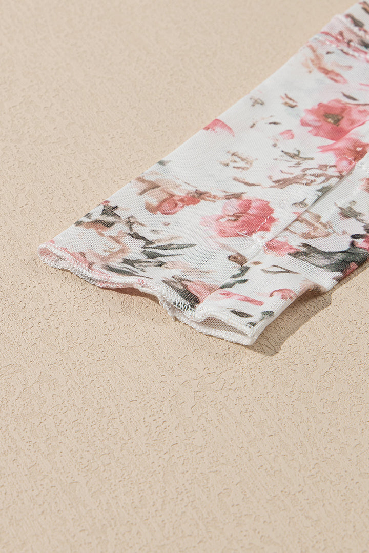 Theresa | Netzbluse mit floralem Muster für Damen