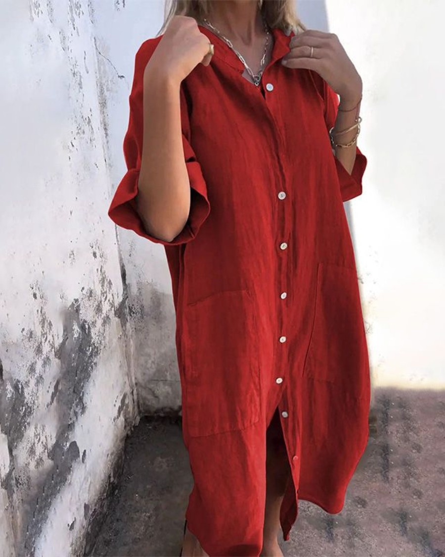 MELANY | IBIZA STYLE LÄSSIGES HEMDKLEID IN KNIELÄNGE
