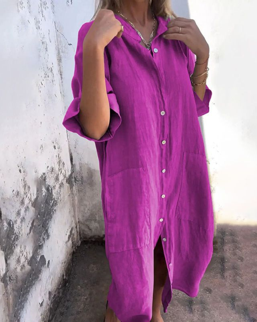 MELANY | IBIZA STYLE LÄSSIGES HEMDKLEID IN KNIELÄNGE