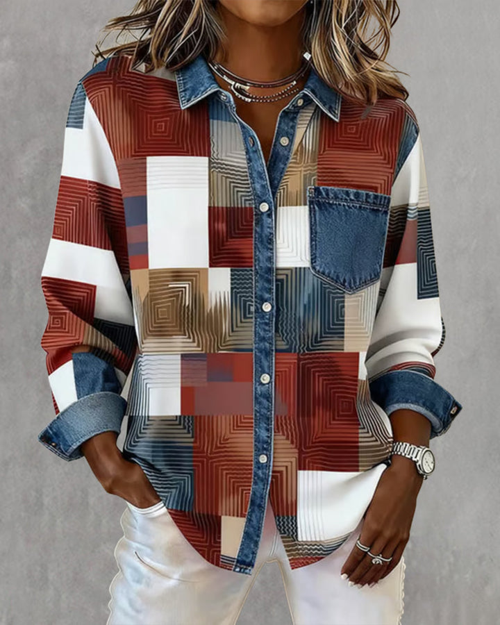Lea | Damen Shirt modern farbig mit modischem Kragen