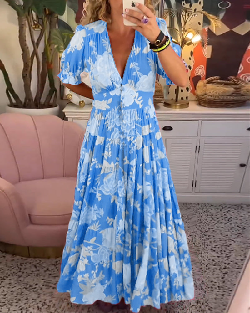 Morgan | Taschenkleid met V-Ausschnitt en Blumendruck