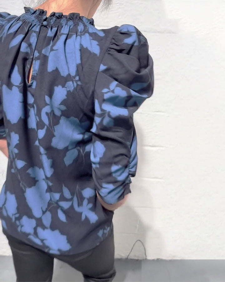 Amelie | Damen Bluse stilvoll Puffärmel & Rüschen modern