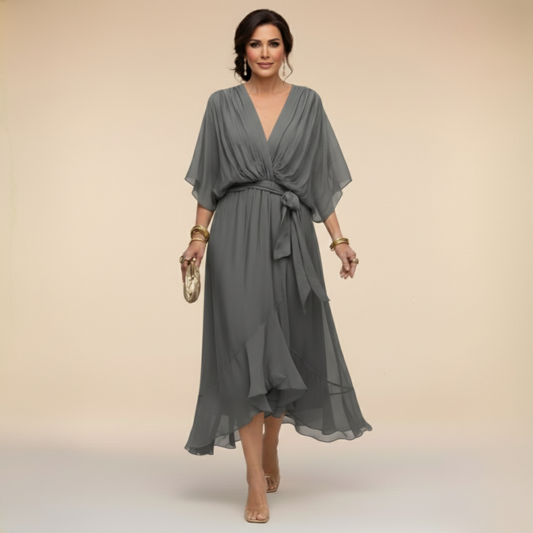 Lena | Chiffonkleid mit V-Ausschnitt für Damen