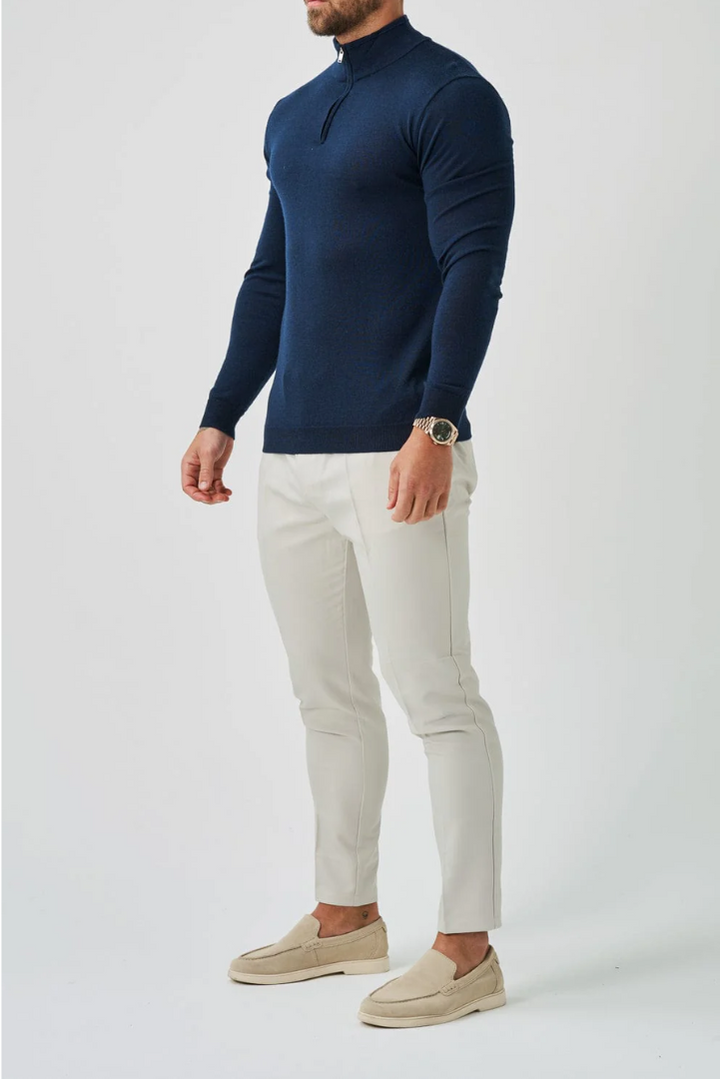 Couture | Navy-Pullover mit Viertelreißverschluss