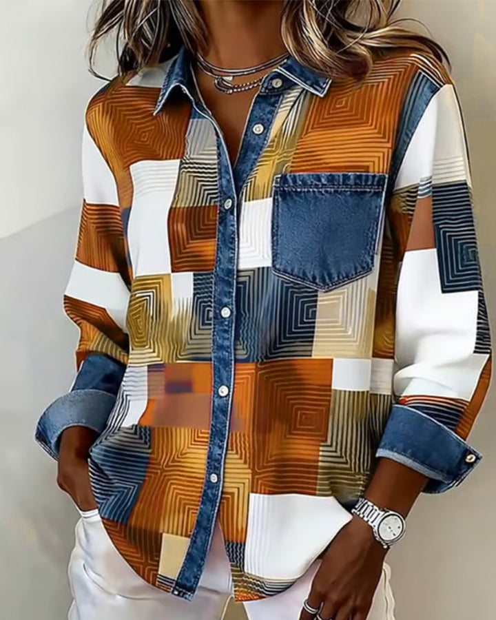 Lea | Damen Shirt modern farbig mit modischem Kragen
