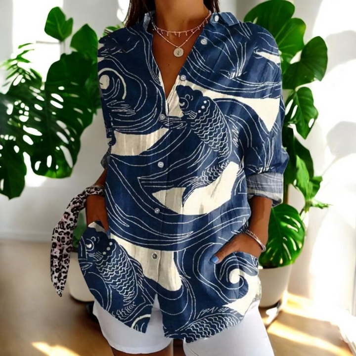 Jadelyn | Stilvolle Vintage-Bluse mit floralem Muster für Damen