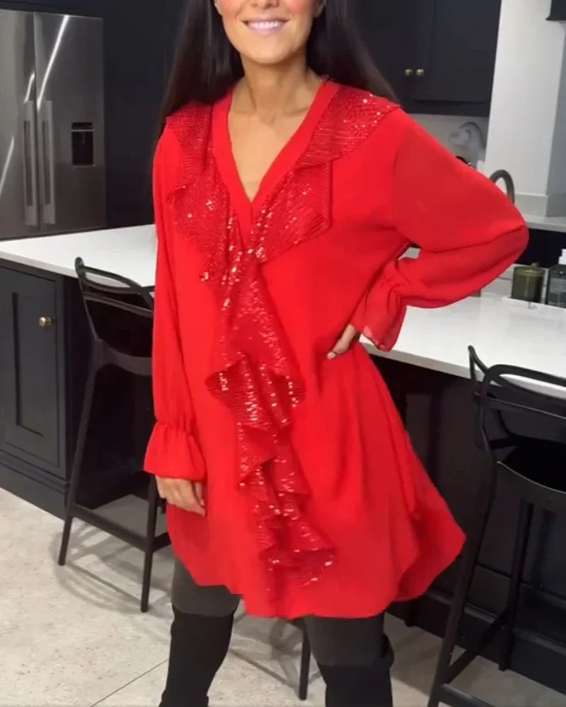 Elena | Damenbluse mit zartem Volantbesatz