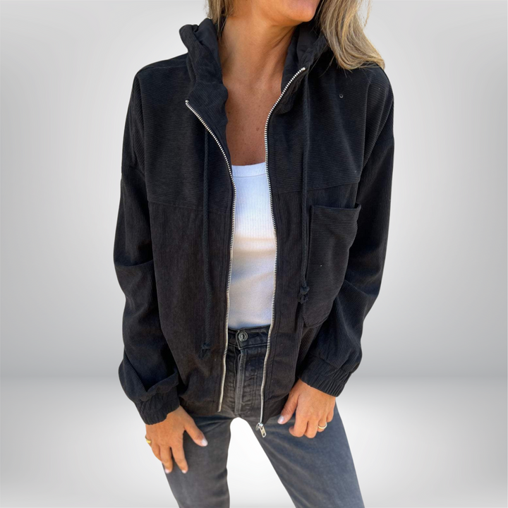 Lina | Cordjacke mit Kapuze im Casual-Herbststil