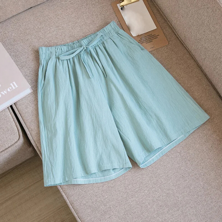 Lily | Lässige Baumwoll-Leinen-Shorts mit elastischem Bund und weitem Bein