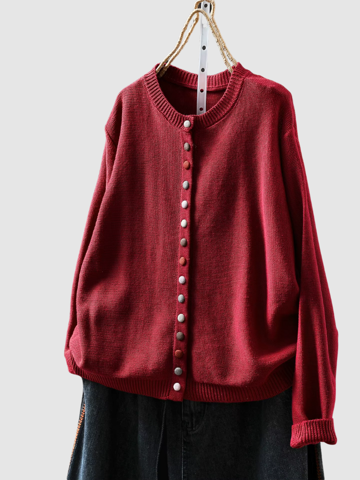 Mathilde | Strickjacke mit feinen farbigen Knopfdetails