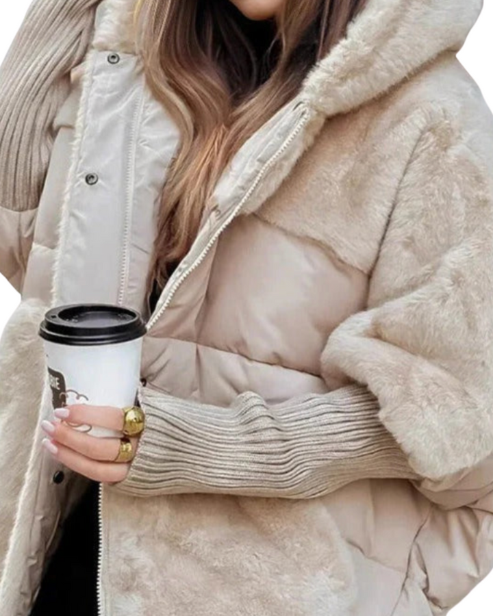 Theresa | Elegante Winterjacke Damen mit Fellkapuze