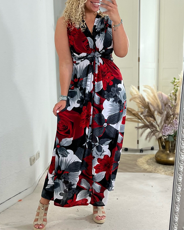 Elegantes Plisseekleid mit floralen Prints