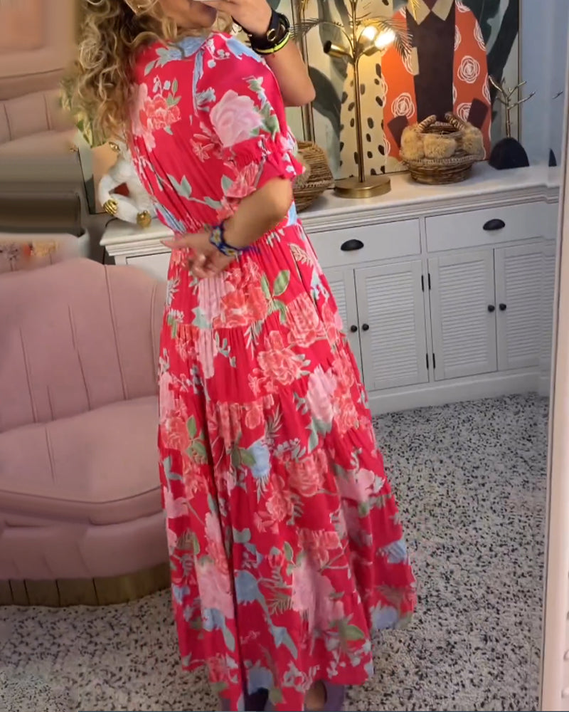 Morgan | Taschenkleid met V-Ausschnitt en Blumendruck
