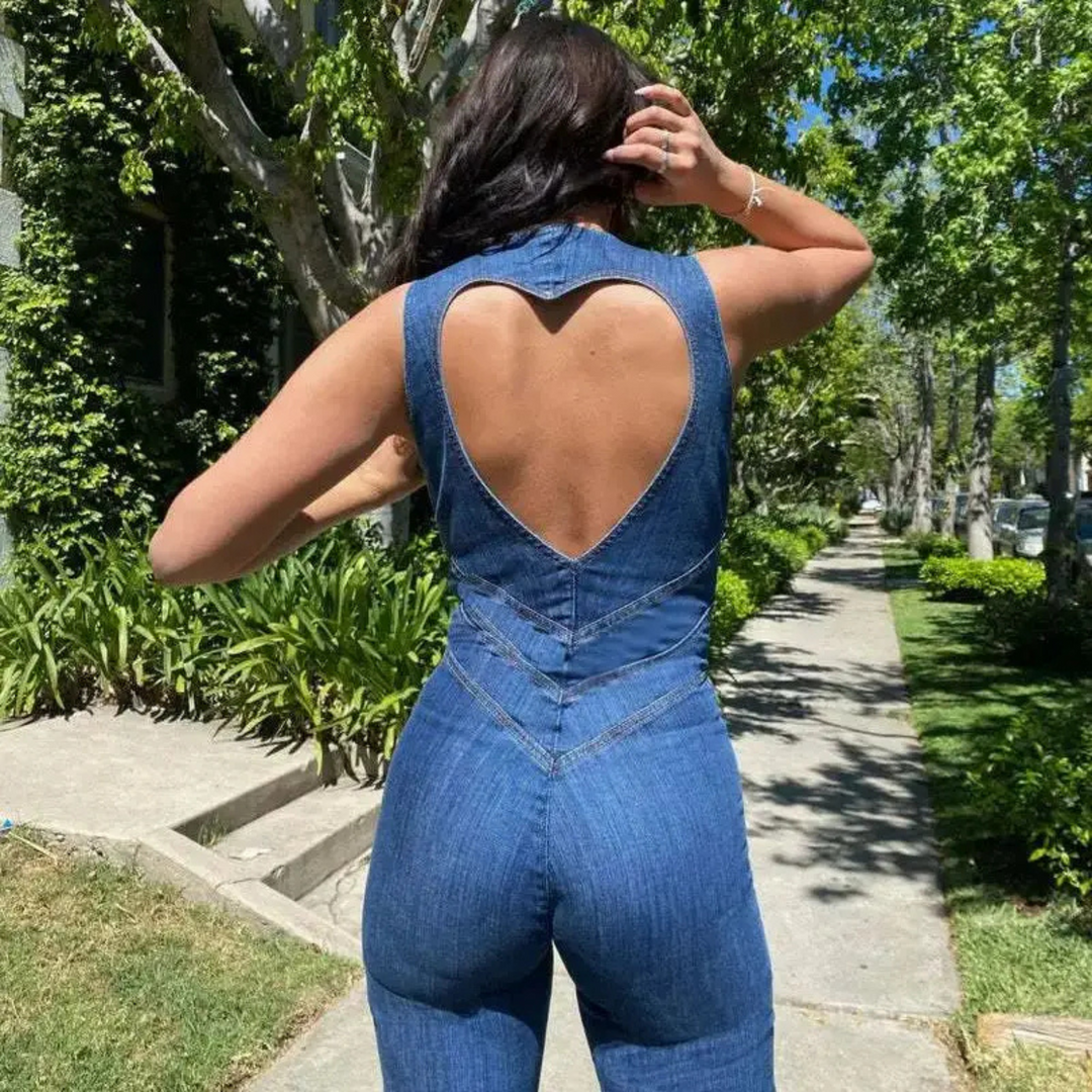 Stella | Denim-Jumpsuit mit Herzmotiv auf dem Rücken