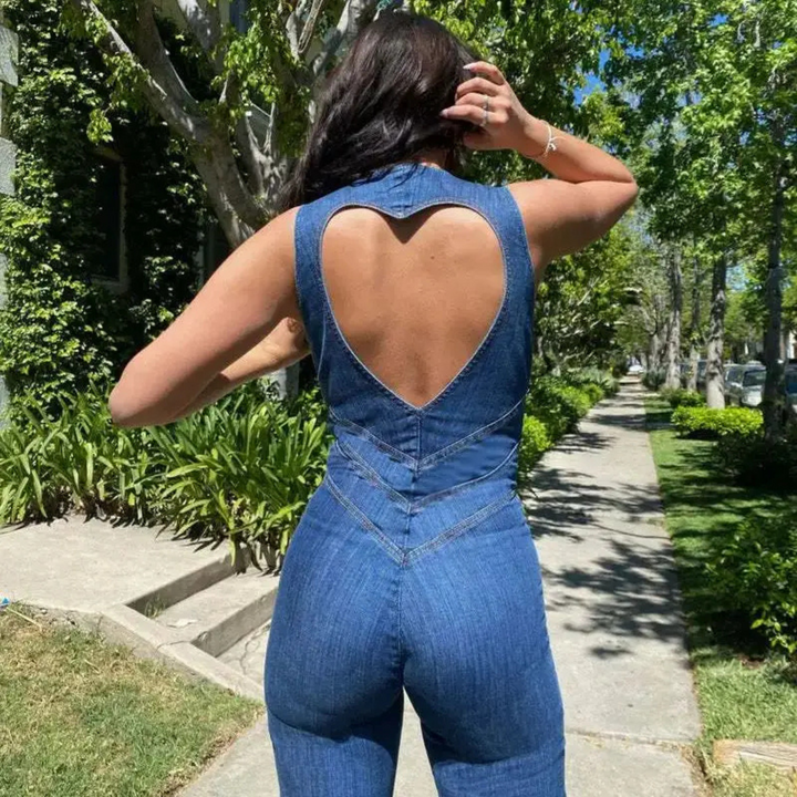 Stella | Denim-Jumpsuit mit Herzmotiv auf dem Rücken