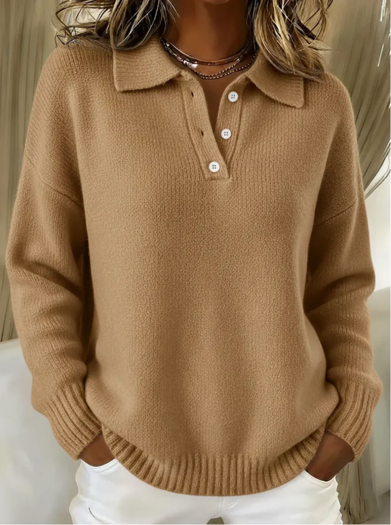 Mara | Eleganter Strickpullover Damen mit Polokragen