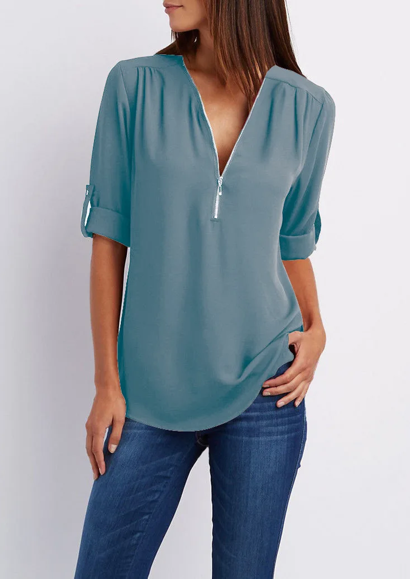 Kassidy Bluse mit Reissverschluss und elegantem Schnitt