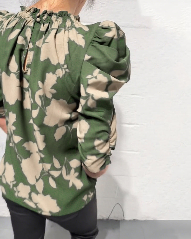 Amelie | Damen Bluse stilvoll Puffärmel & Rüschen modern