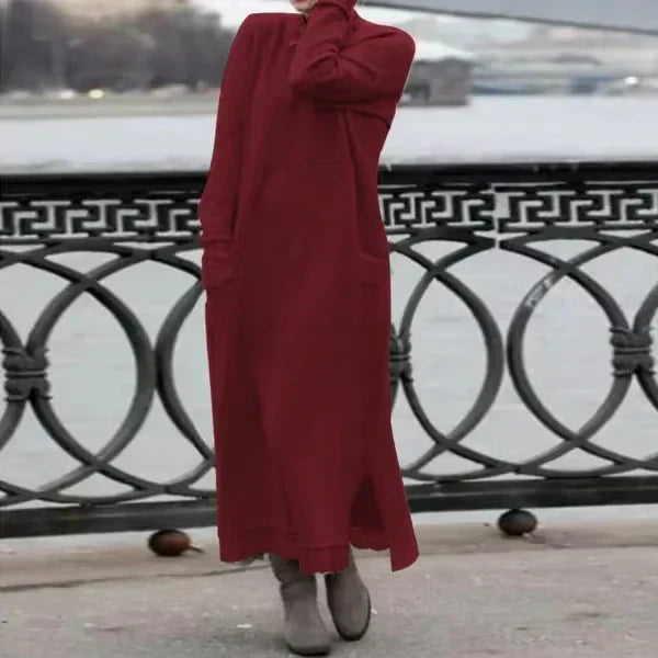 Lea | Langes Wollkleid mit Baumwollanteil für Damen