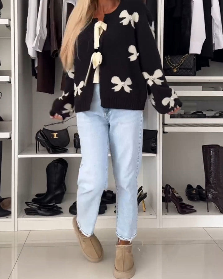 Luisa | Flauschige Strickjacke mit Schleifendetail