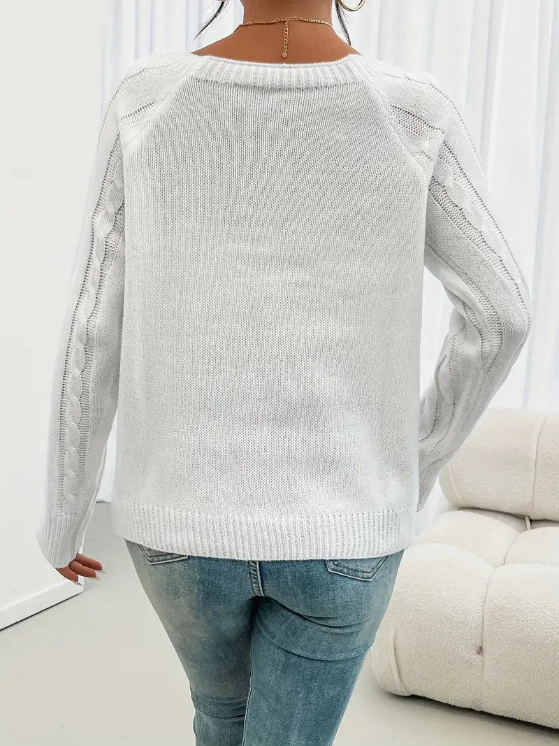 Marlene | Freizeitpullover mit Knopfleiste vorn