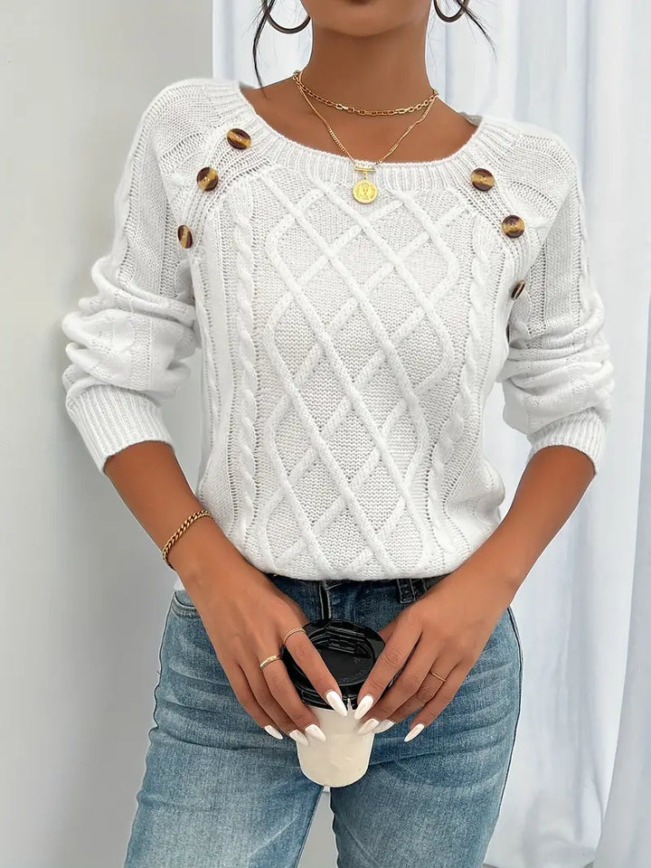 Marlene | Freizeitpullover mit Knopfleiste vorn