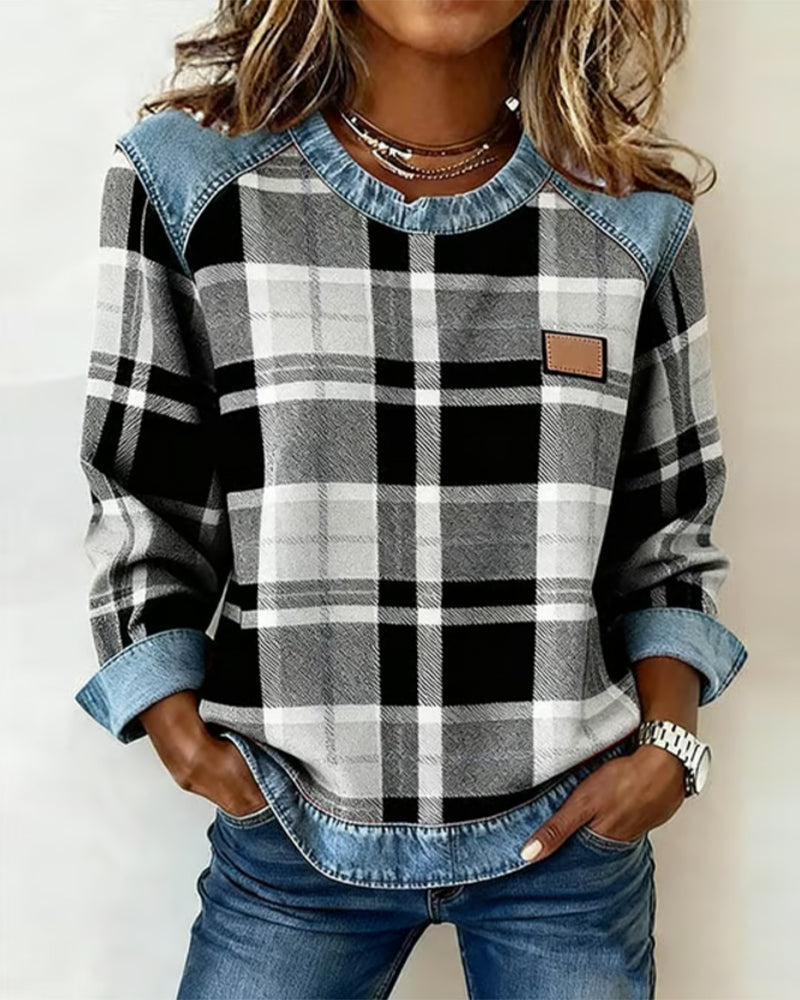 Sophie | Lässiger Strickpullover Damen Patchwork Stil