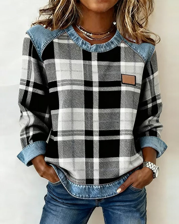 Sophie | Lässiger Strickpullover Damen Patchwork Stil