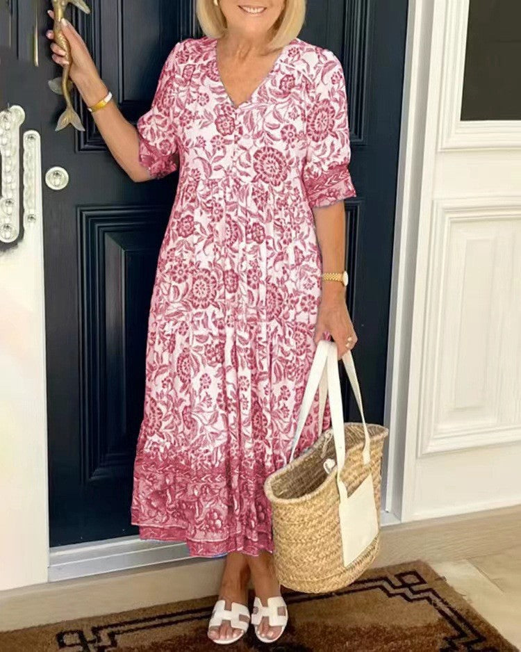 Zoë Bohème Kleid mit V-Ausschnitt für stilvolle Sommerauftritte