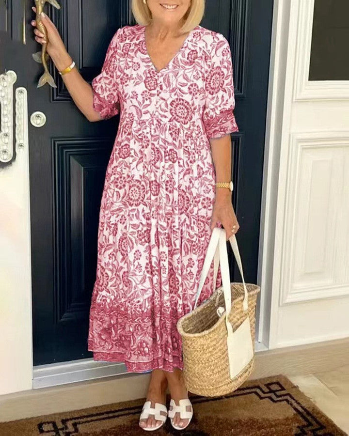 Zoë Bohème Kleid mit V-Ausschnitt für stilvolle Sommerauftritte