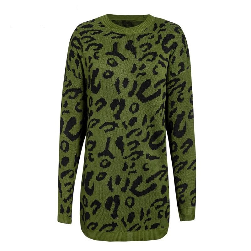 Hirdis | Leopardenmuster Pullover mit langen Ärmeln