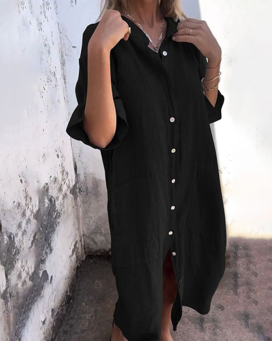 MELANY | IBIZA STYLE LÄSSIGES HEMDKLEID IN KNIELÄNGE