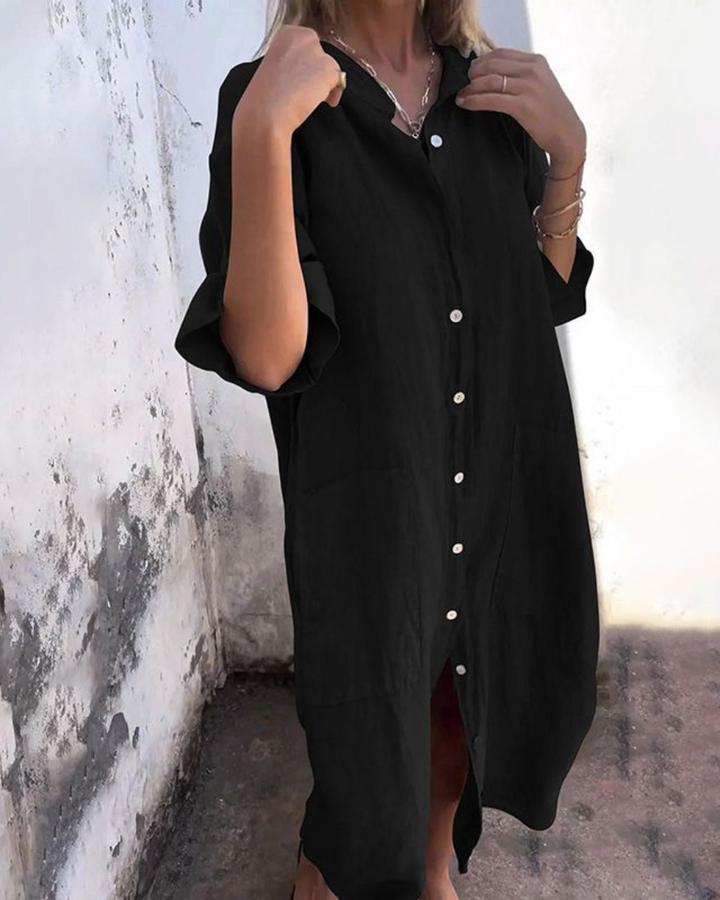 MELANY | IBIZA STYLE LÄSSIGES HEMDKLEID IN KNIELÄNGE