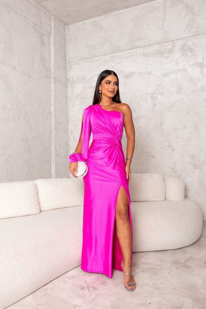 Sophie | Damen Maxikleid elegant einseitig schulterfrei